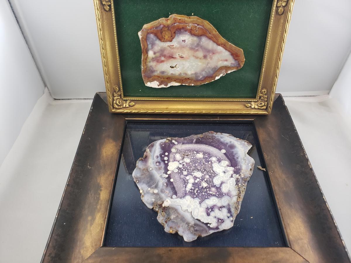 Two Framed Slices of Agate