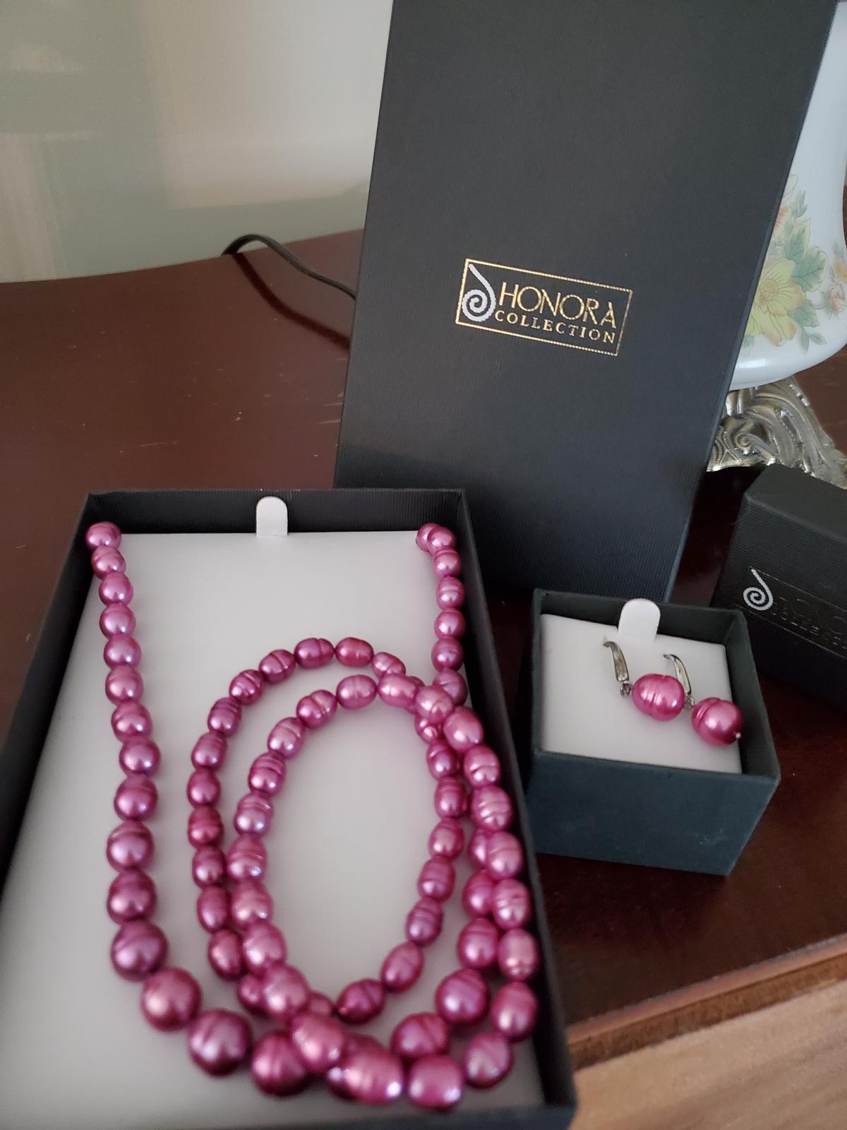 Honora Collection Necklace and Earrings Purple