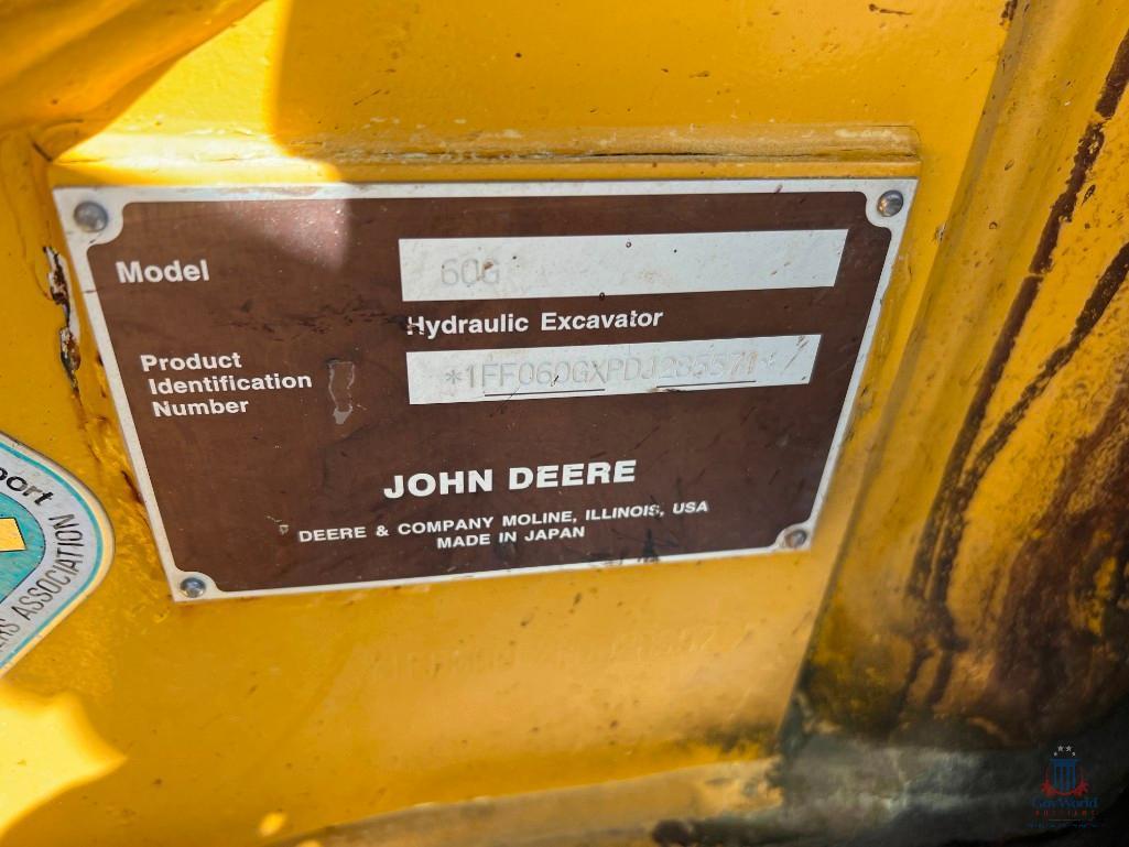 2014 JOHN DEERE 60G MINI EXCAVATOR; SER#1FF060GXPDJ285571