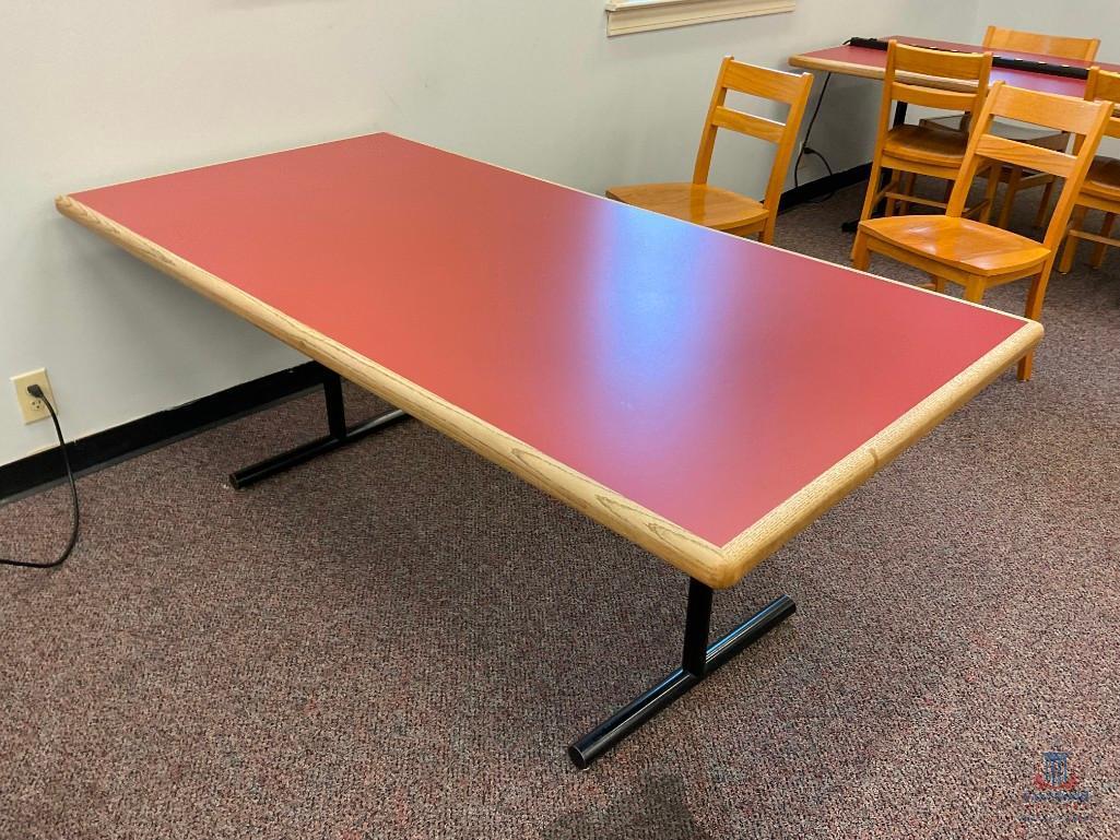 LOT CONSISTING OF (4) RECTANGLE WOOD LIBRARY TABLES