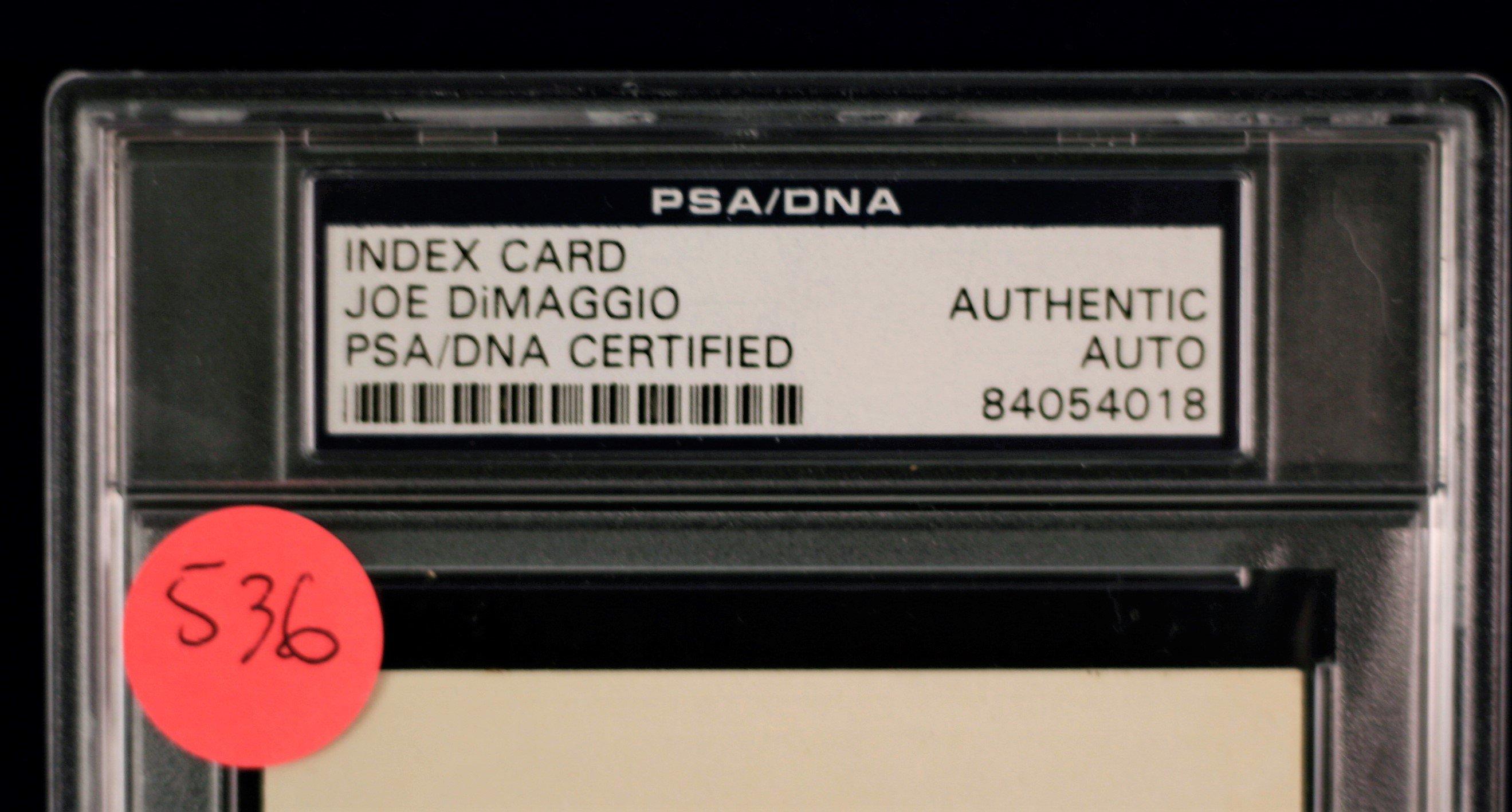 Joe DiMaggio autographed Index card - PSA/DNA encapsulated!