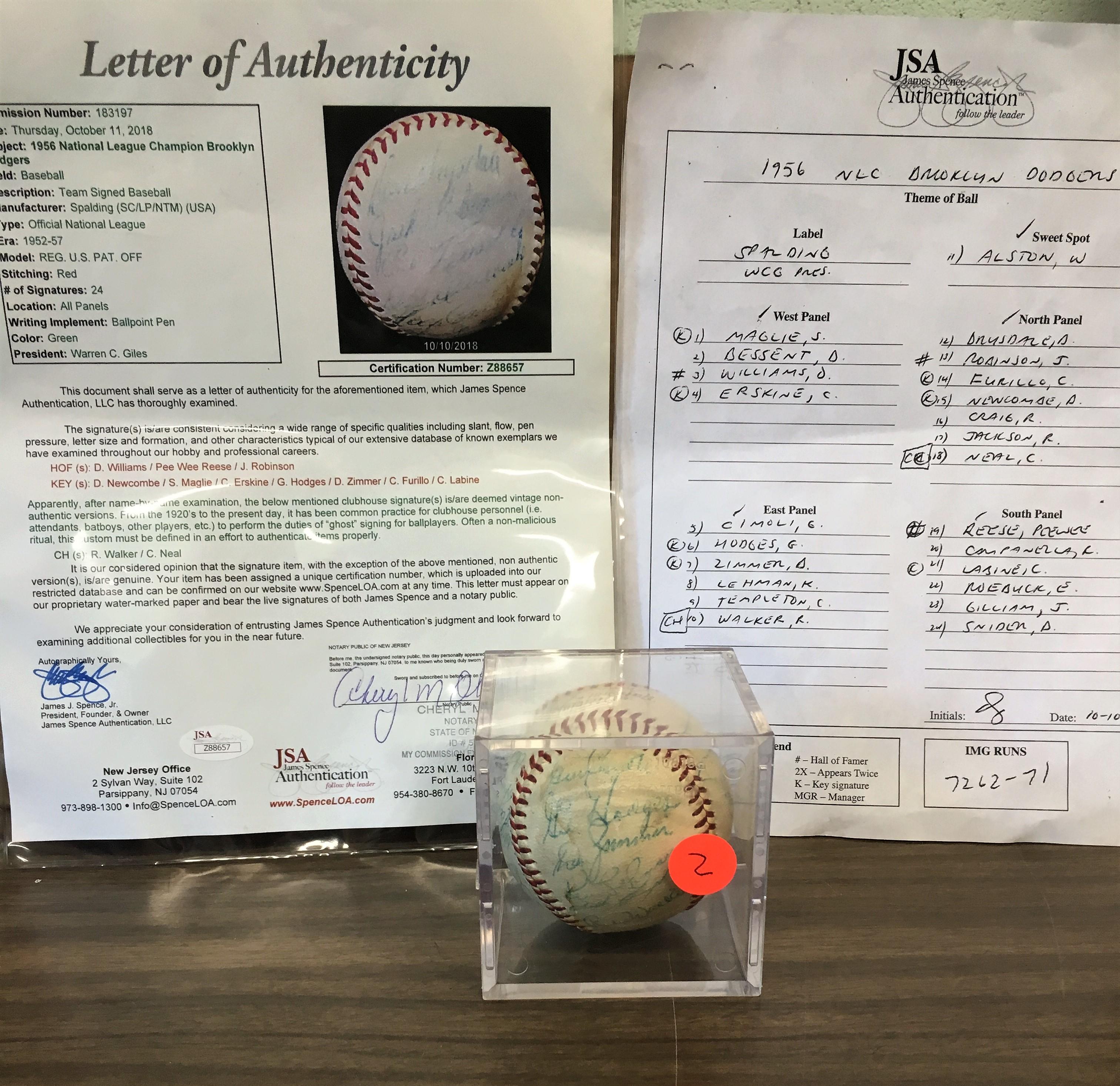 1956 Brooklyn Dodgers Team Signed Ball w/Jackie Robinson, Roy Campanella, Gil Hodges & more