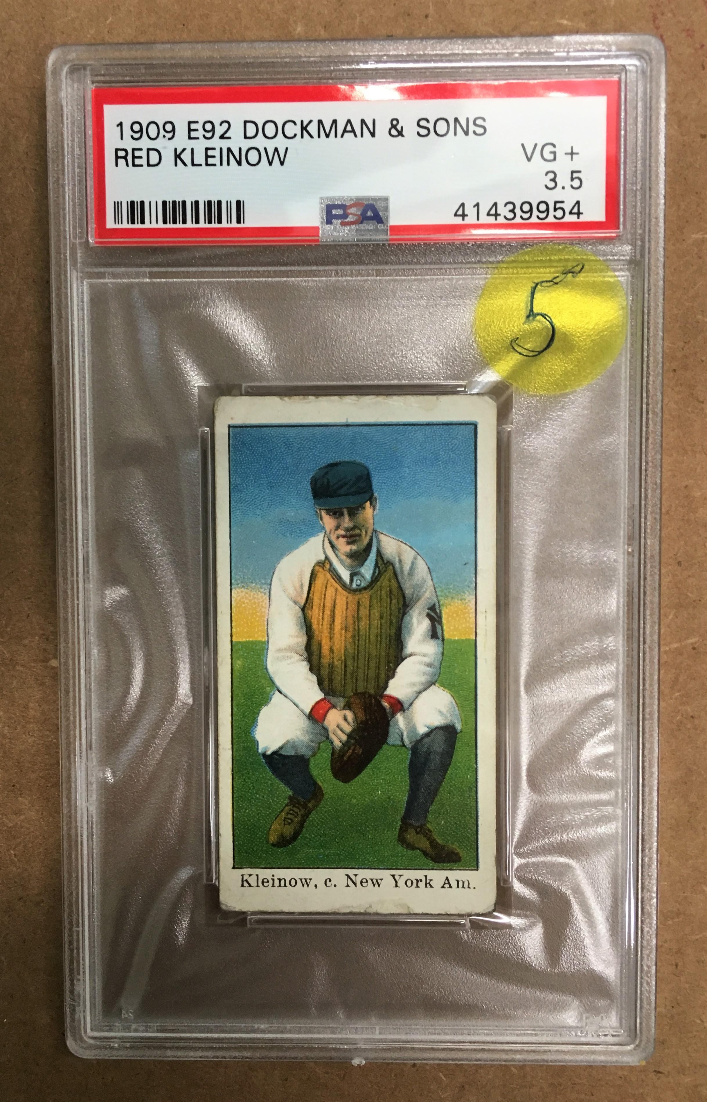 1909 E92 Dockman & Sons Red Kleinow - PSA 3.5 - Centered!