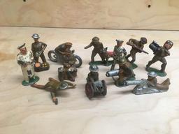 Rare Vintage Diecast Lead Soldier Lot of (12) w/Manoil & more!