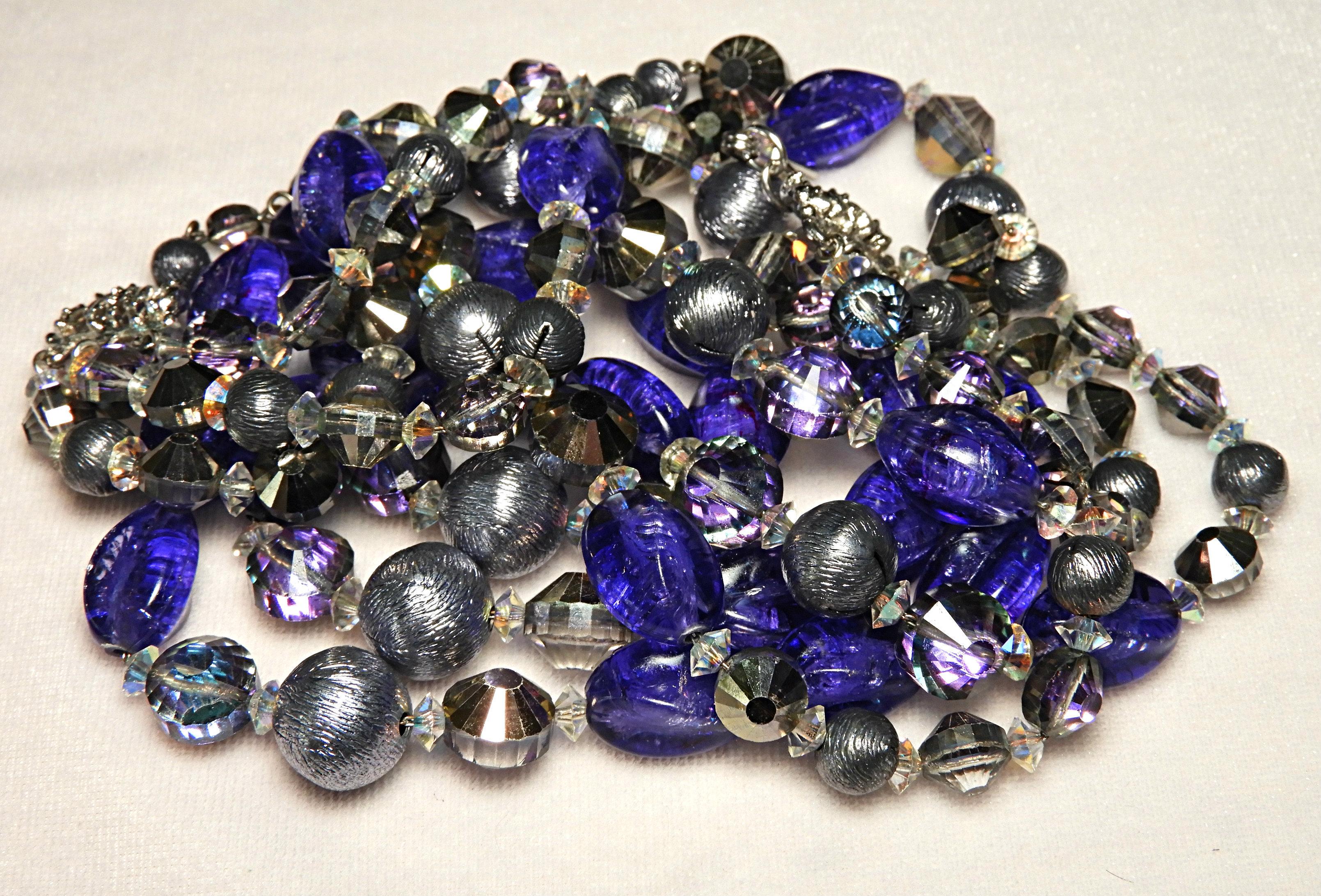 Vintage Hobe Purple and Silver Bead Parure