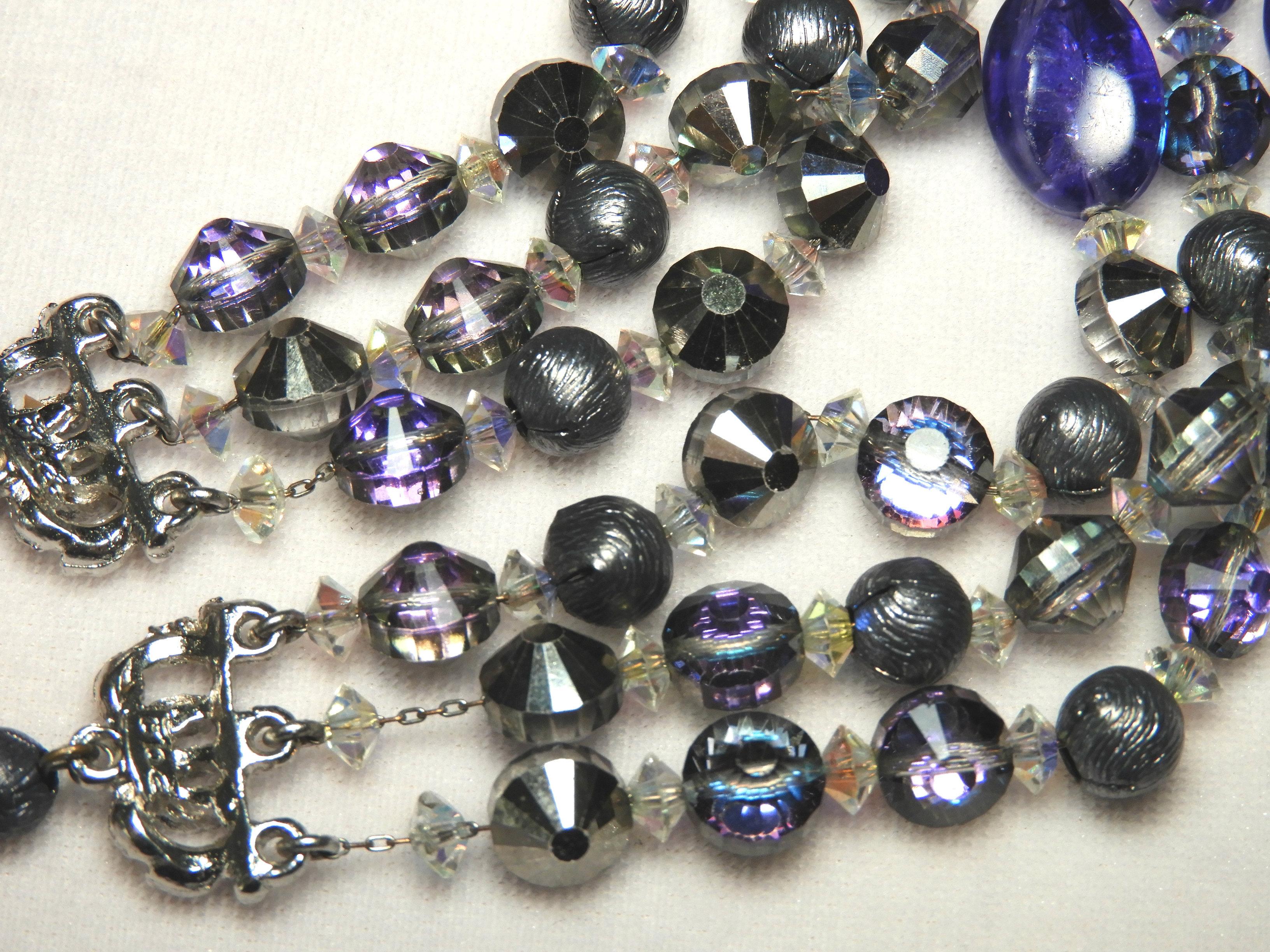 Vintage Hobe Purple and Silver Bead Parure