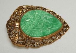 Vintage Celluloid and Brass Brooch