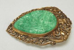 Vintage Celluloid and Brass Brooch