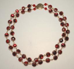 Vintage Red Bead Necklace and Earring Set