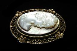 Vintage Cameo Brooch and Earring Set