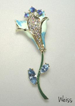 Vintage Weiss Enamel and Rhinestone Brooch