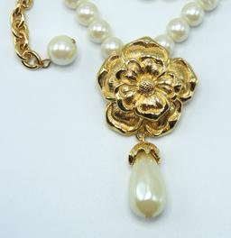 Vintage Avon Pearl Bead Drop Necklace and Earring Set