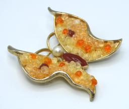 Vintage Chipped Glass Butterfly by ART