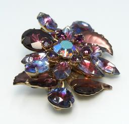 Vintage Plum Colored Brooch With Specialty Stones