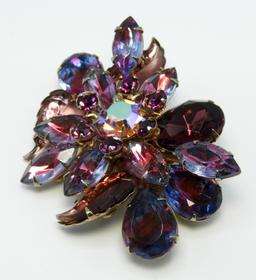 Vintage Plum Colored Brooch With Specialty Stones