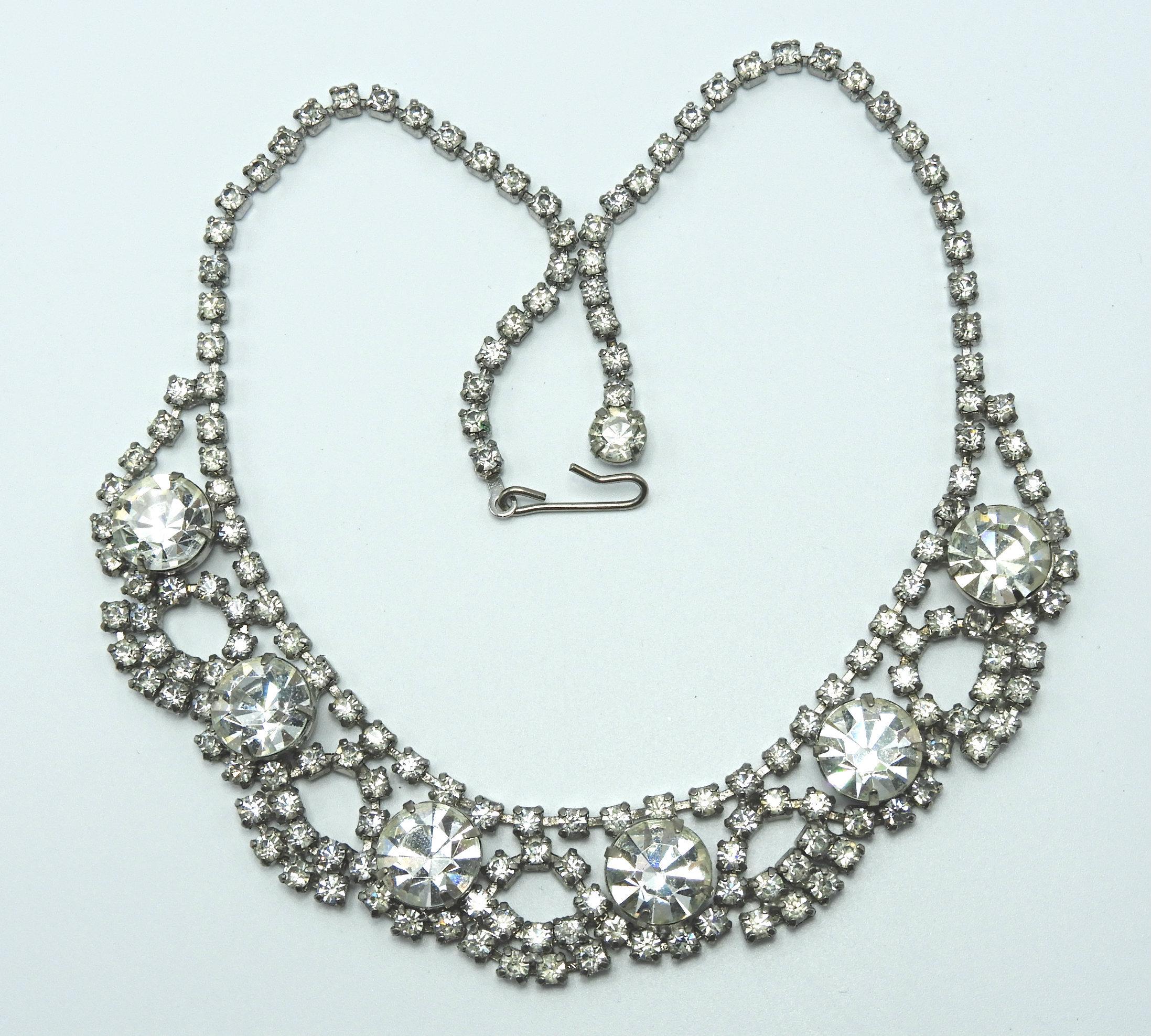 Vintage Crystal Rhinestone Necklace and Earring Set