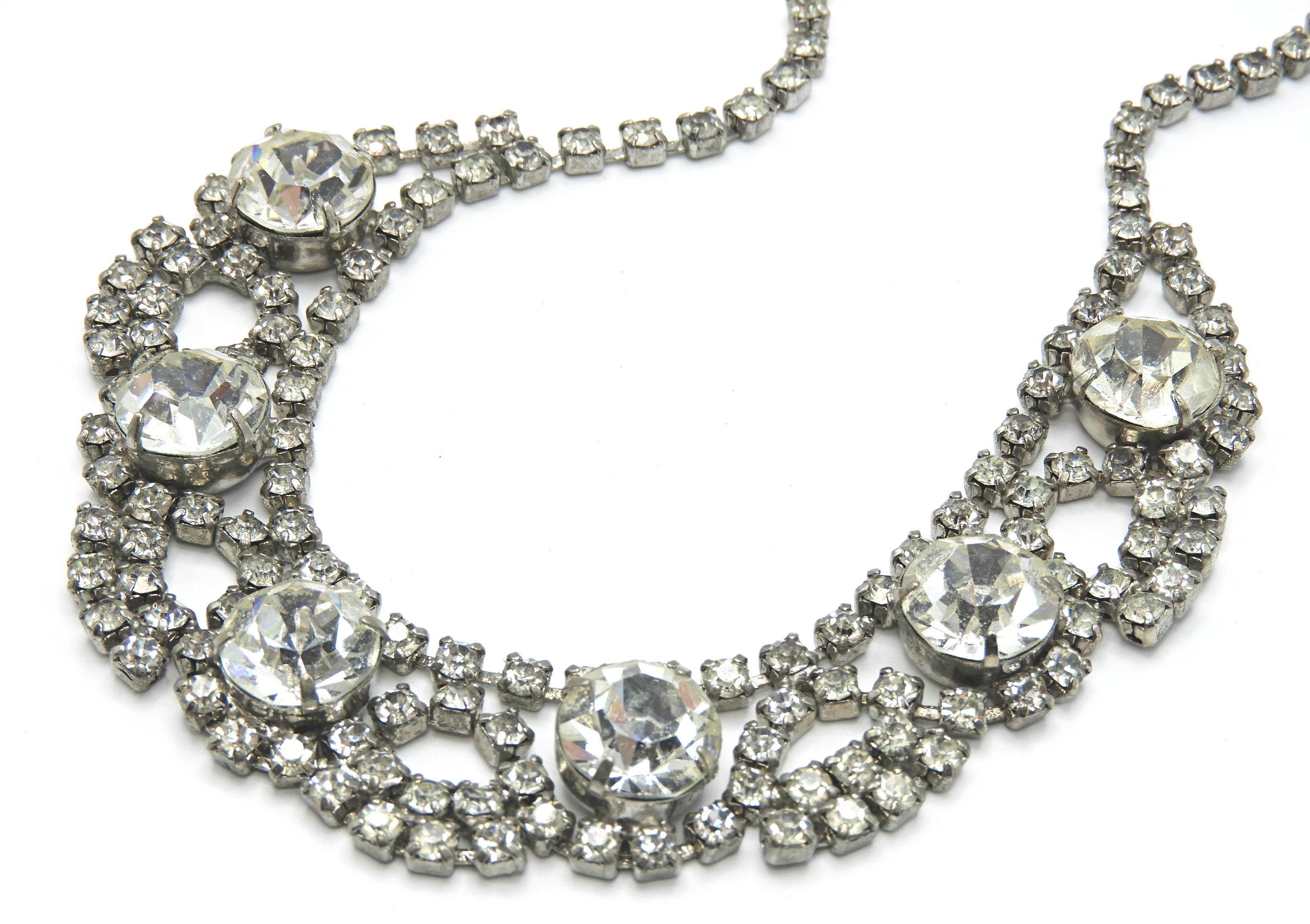 Vintage Crystal Rhinestone Necklace and Earring Set