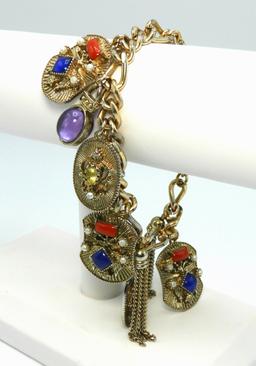 Vintage Gold Tone Charm Bracelet