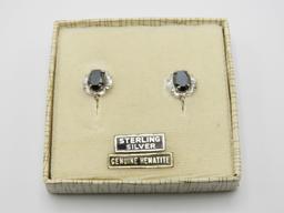 Vintage Sterling and Hematite Earrings