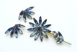 Vintage Juliana Style Flower Brooch and Earring Set