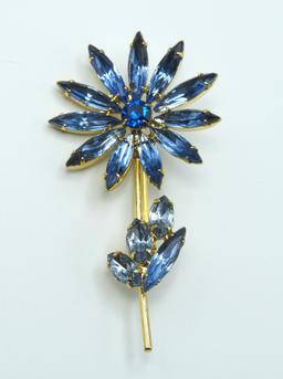 Vintage Juliana Style Flower Brooch and Earring Set