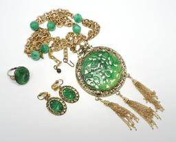 Vintage Asian Style Necklace, Earrings and Ring Set