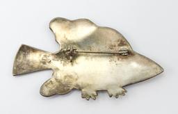 Vintage Sterling Silver Enameled Fish Brooch