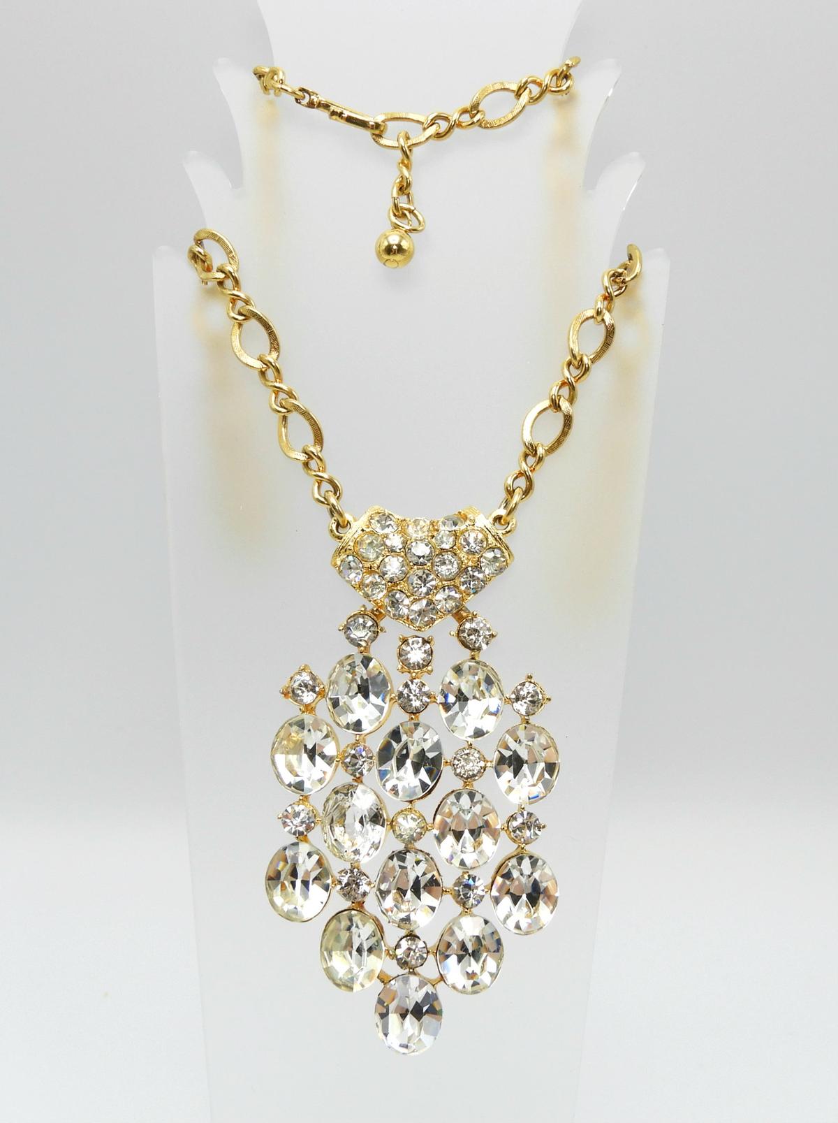 Vintage Vendome Crystal Rhinestone Pendant Necklace