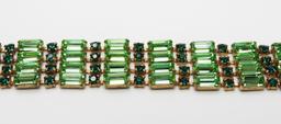 Vintage Green Baguette Rhinestone Bracelet and Earring Set