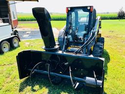 NH L 223 Diesel Skid Steer 70 HP w/Snow Blower & Bucket, Only 45 Hrs, Sold