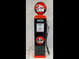 6ft Tall Lion Gas Pump with Lighted Globe