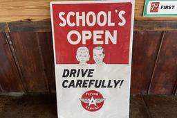 Original Flying A School's Open Sign