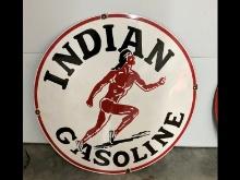 30in Porcelain Indian Gasoline Sign