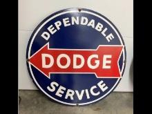 30in Porcelain Dodge Service Arrow Sign