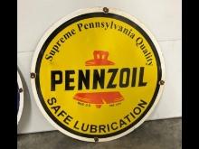 30in Porcelain Pennzoil Safe Lubrication Sign