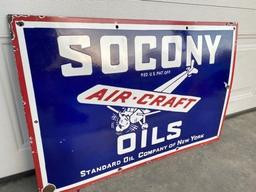 Porcelain Socony Oil Sign with Airplane