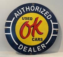 Porcelain OK Used Cars Authorized Dealer Sign