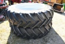 TWO MICHELIN AGRIBIB 2 480/80R46 TIRES WITH RIMS & 10 BOLT CENTERS (UNUSED)