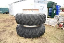 GOODYEAR 20.8-38 T-RAIL DUALS WITH UNVERFERTH RIMS 11 PIECES OF HARDWARE