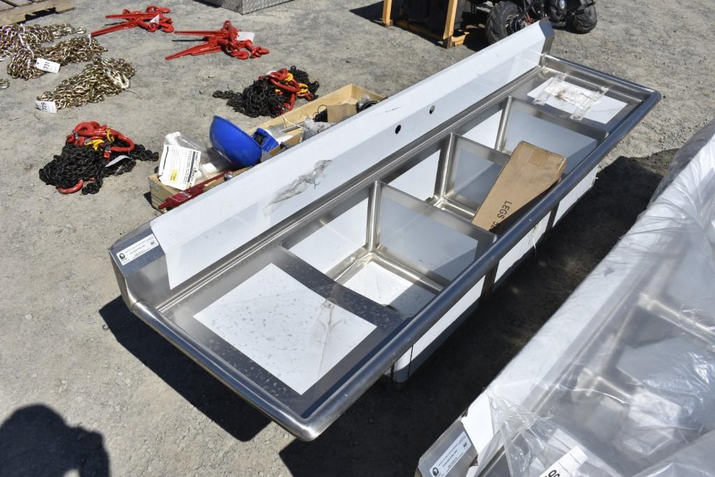 Stainless 3 Bay Sink with 2 Wash Bays