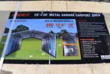 Diggit 20' x 30' Metal Garage Carport with 10' Enclosed Sidewalls