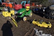 John Deere X580 Lawn Tractor with Mower Deck, Plow, and Snow Blower