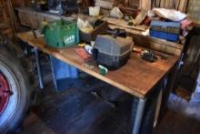 Solid Wood Workshop Table with Contents
