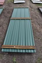 25 Pieces of 10' Sections of Green Corrugated Metal Paneling