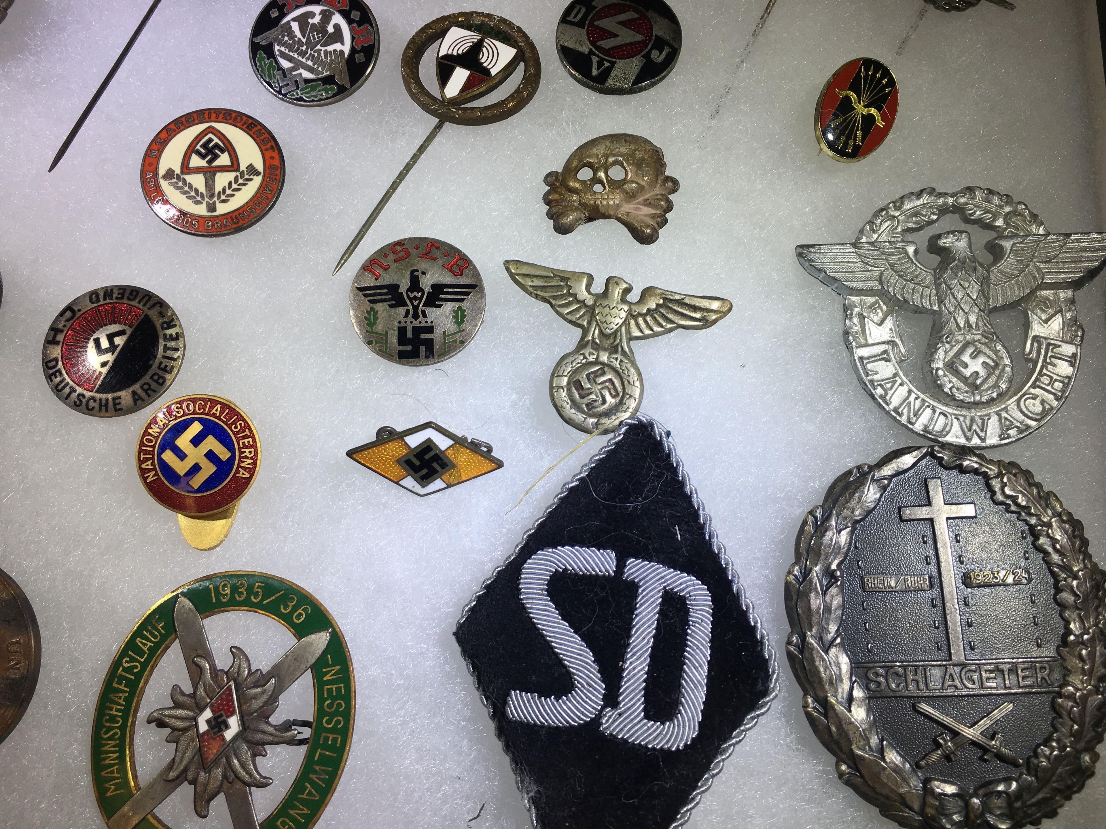 Gestapo patch and misc. lapel buttons