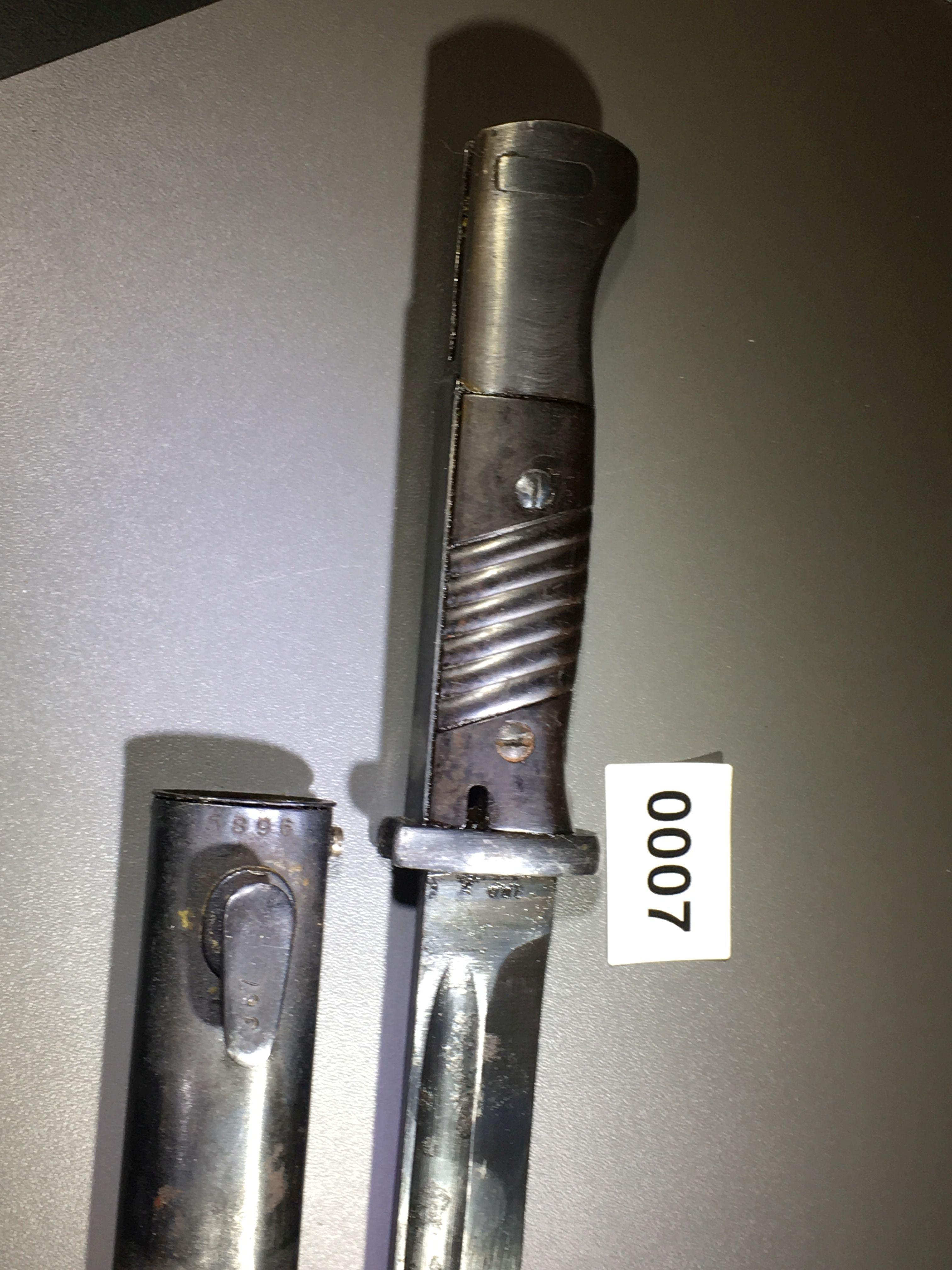 Numbered K98 rifle bayonet. All items in lot photos are included.
