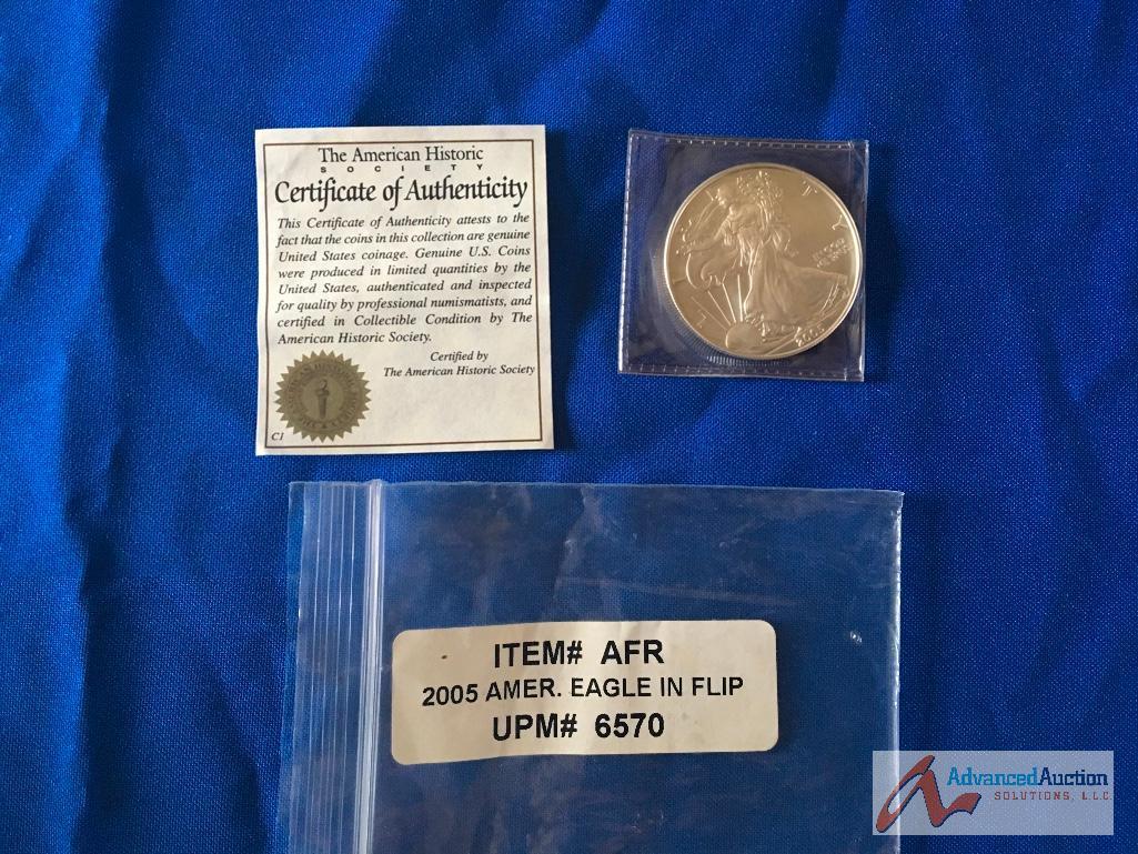 2005 American Eagle in flip Silver Dollar