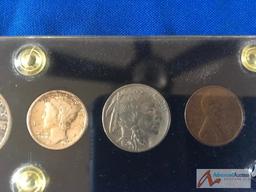 1920, Liberty Half Dollar, Liberty Quarter, Mercury Dime, Buffalo Nickel, Wheat Penny.