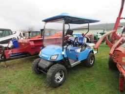 NEW BLUE GOLF CART, ELECTRIC, WITH CHARGER AND