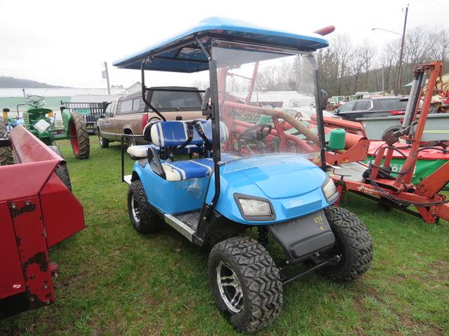 NEW BLUE GOLF CART, ELECTRIC, WITH CHARGER AND